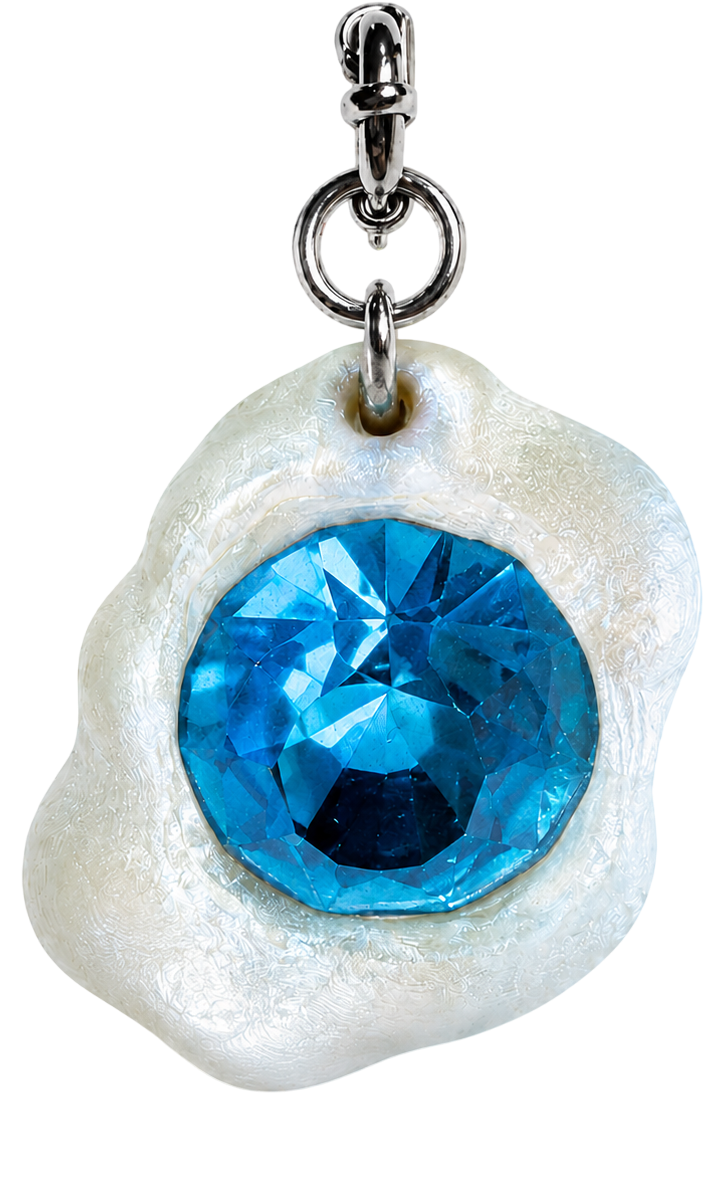 Charm perla con piedra azul